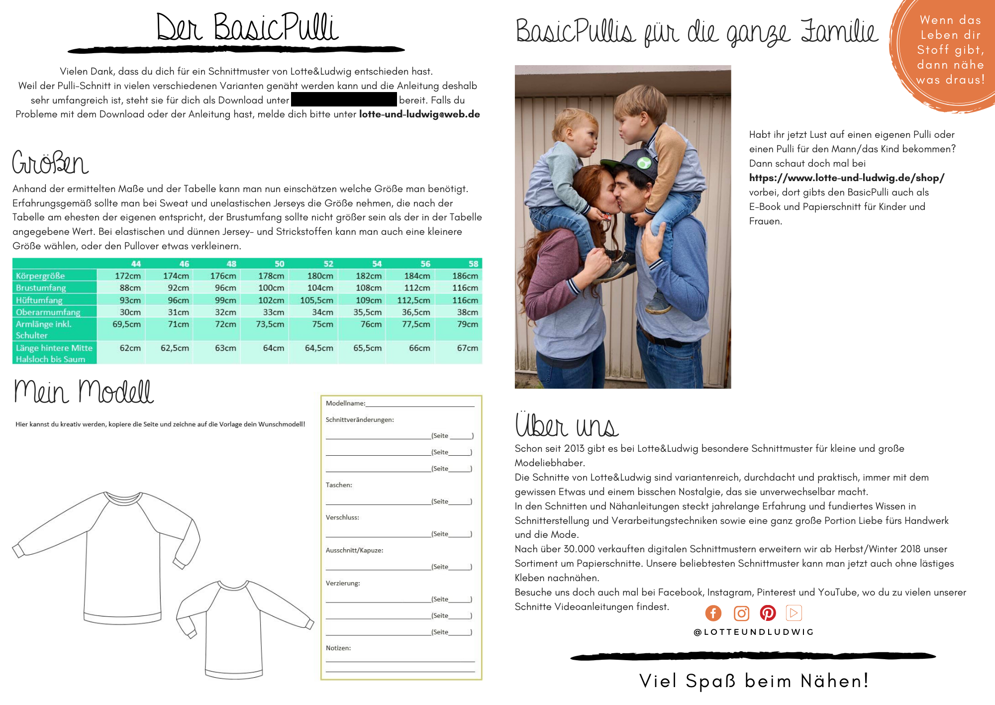 Papierschnittmuster Pullover "Basic Pulli für ihn" von Lotte & Ludwig
