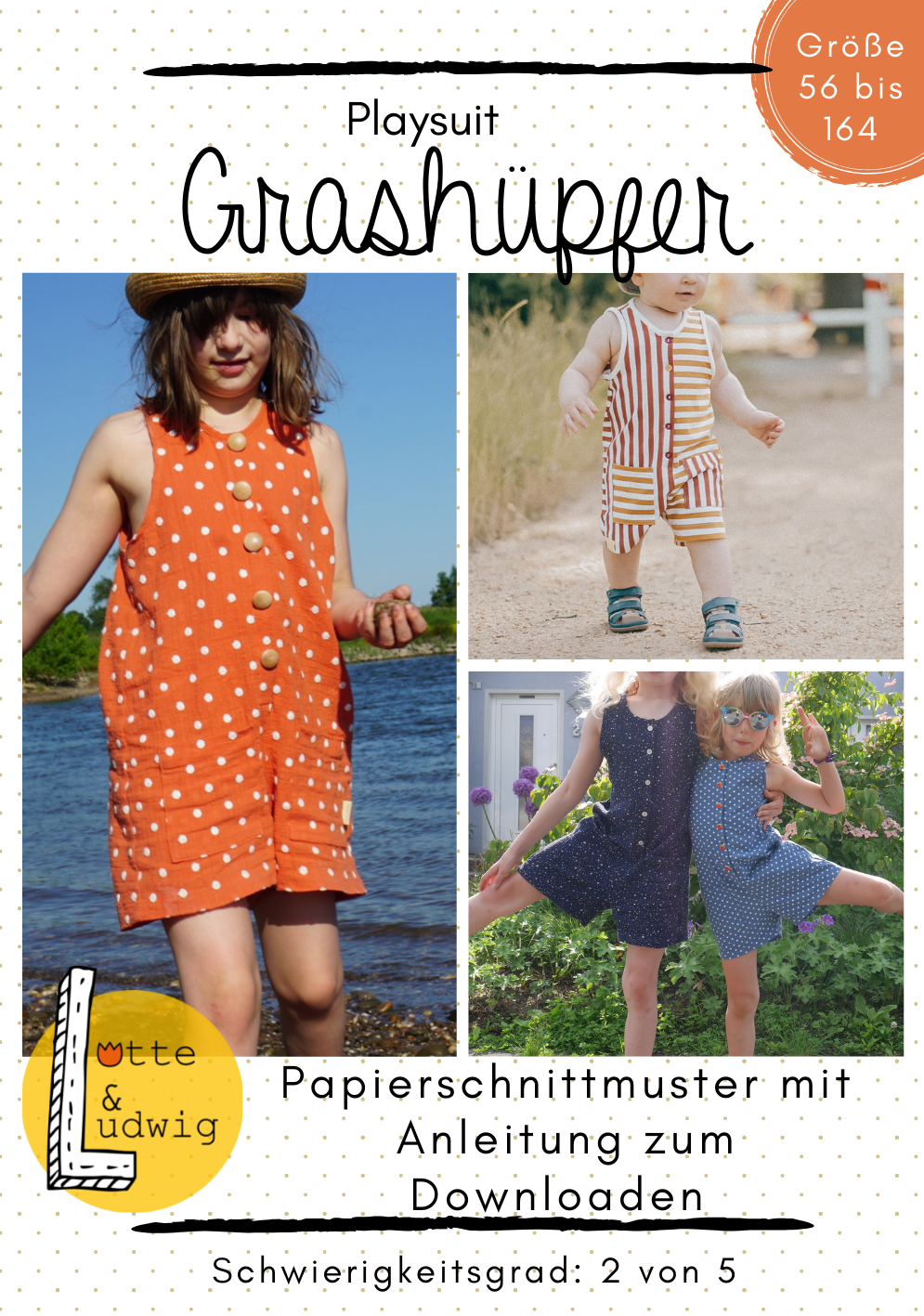 Papierschnittmuster Playsuit "Grashüpfer" von Lotte & Ludwig