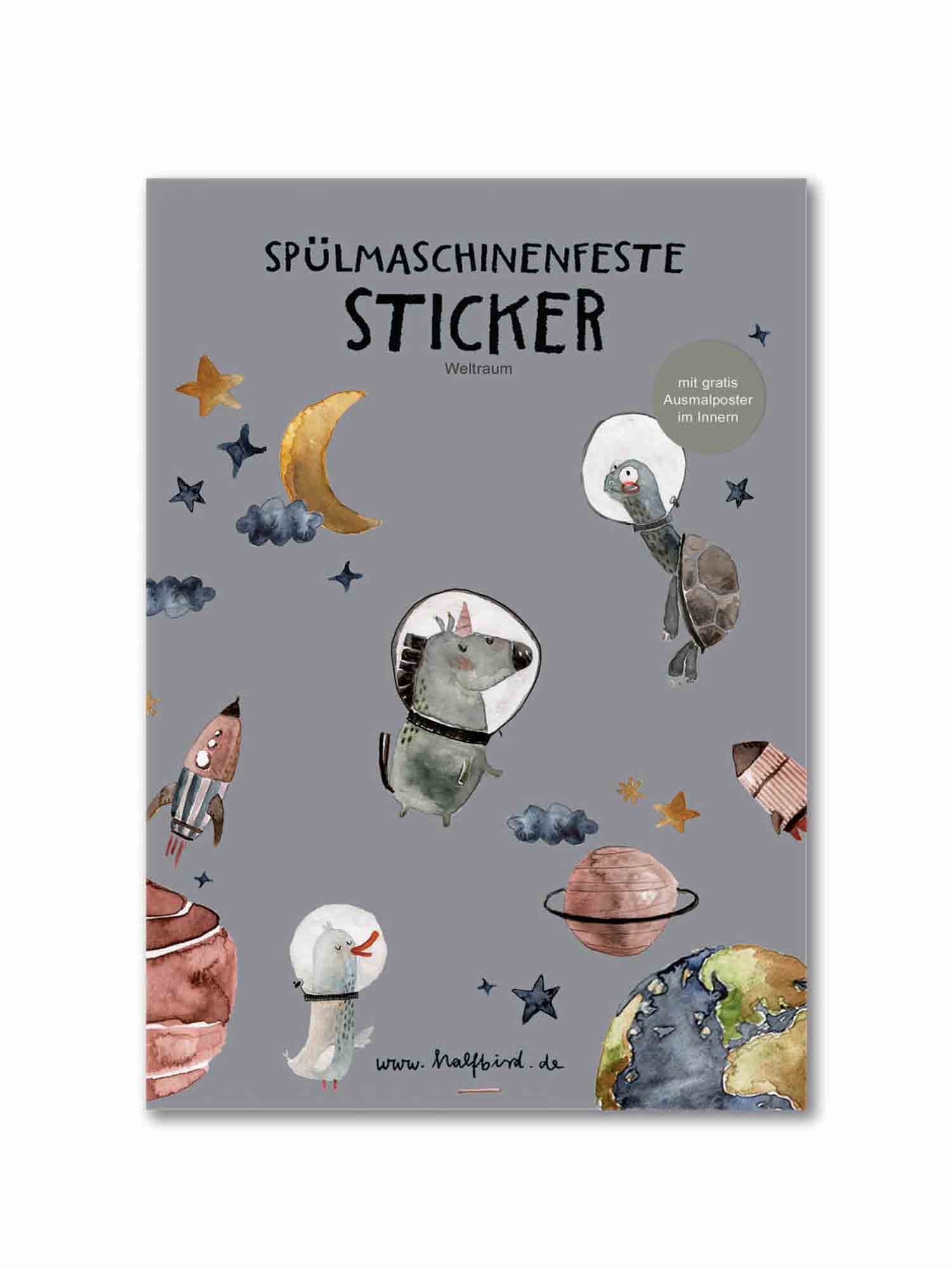 Spülmaschinenfeste Sticker "Weltraum" Halfbird
