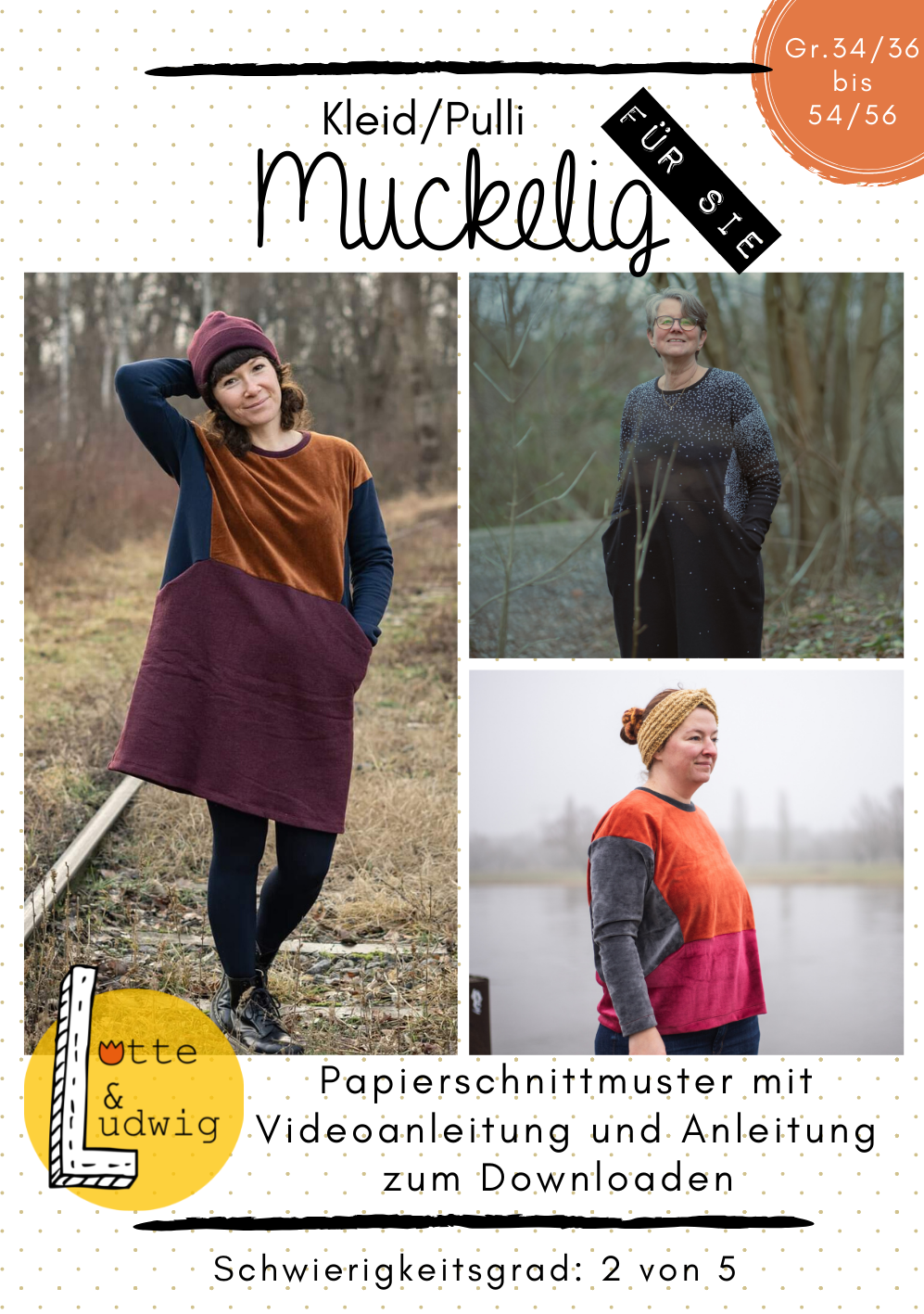 Papierschnittmuster Pulli/Kleid "Muckelig für Sie" von Lotte & Ludwig